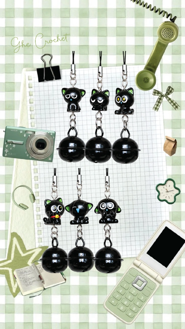 Set 6 Phone Charm TAI MÈO XANH 🔔